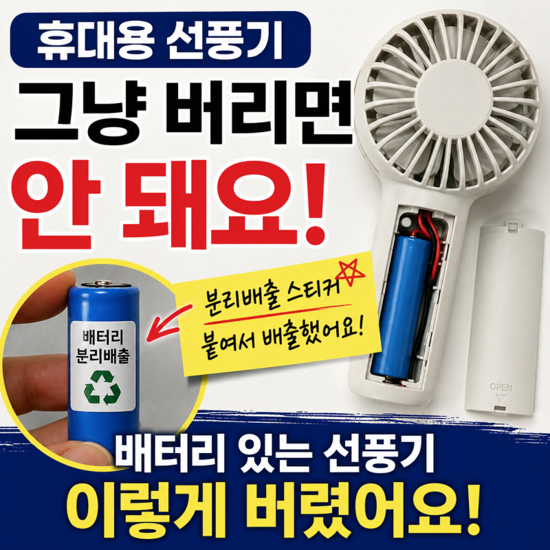 휴대용 선풍기 그냥 버릴 뻔했어요, 배터리는 이렇게 배출했어요