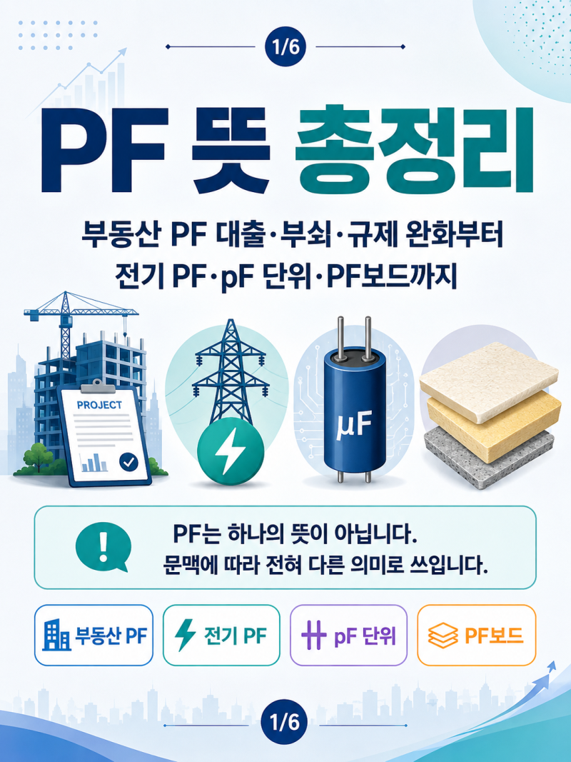 PF 뜻 총정리: 부동산 PF 대출·부실·규제 완화부터 전기 PF·pF 단위·PF보드까지