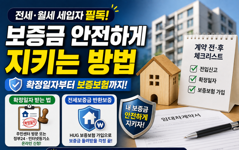 내 소중한 전세금·월세 보증금 지키기! 확정일자 받는 법 & 전세보증금 반환보증 가입 조건 ....