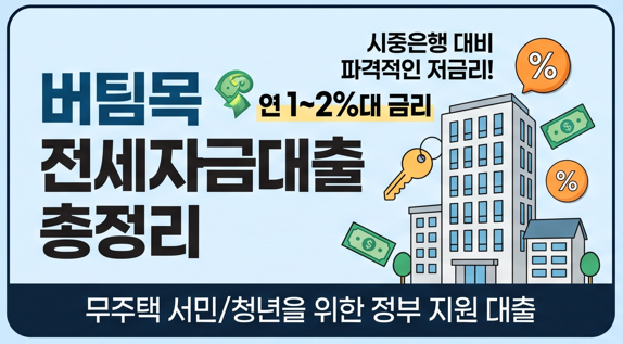 버팀목 전세자금대출 자격 조건 및 금리 한도 총정리 (청년 vs 일반 비교 및 기금e든든 신청)