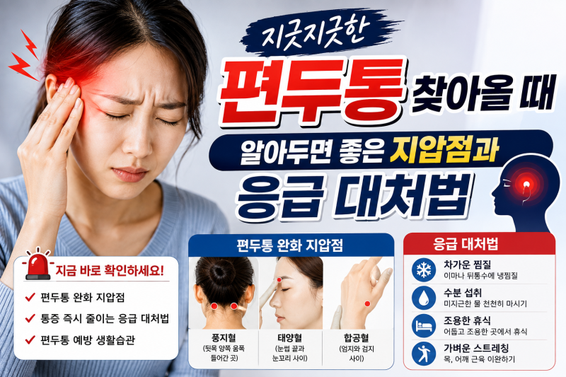 지긋지긋한 편두통 찾아올 때 알아두면 좋은 지압점과 응급 대처법