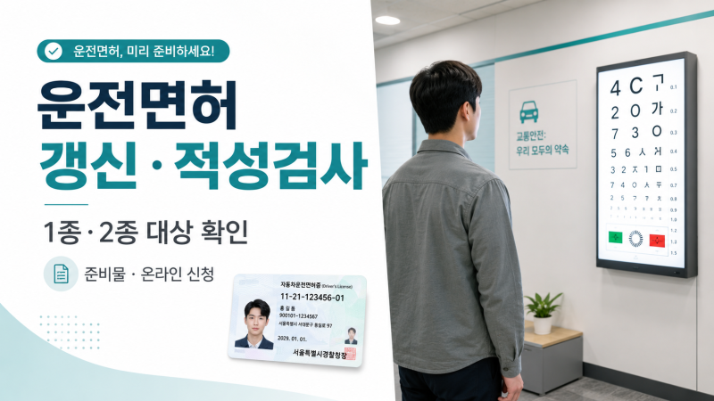 운전면허 갱신 적성검사 대상 확인｜1종·2종 준비물·온라인 신청방법