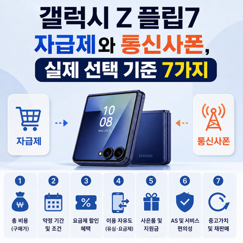 갤럭시 Z 플립7 자급제와 통신사폰, 실제 선택 기준 7가지