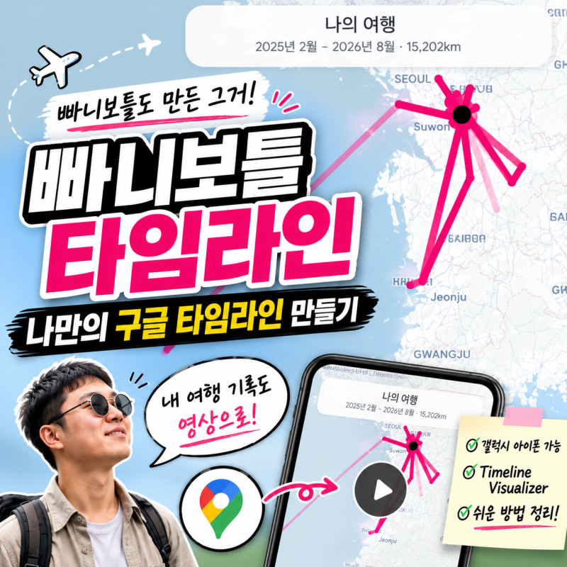 빠니보틀 타임라인 따라하기 구글 타임라인 영상 만드는 방법(갤럭시/아이폰)