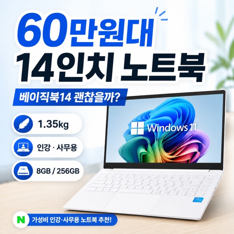 [60만원대 노트북 추천] 14인치·1.35kg 베이직북14, 대학생·사무용으로 괜찮을까?