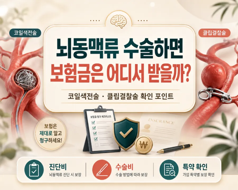 뇌동맥류 수술하면 보험금은 어디서 받을까요?