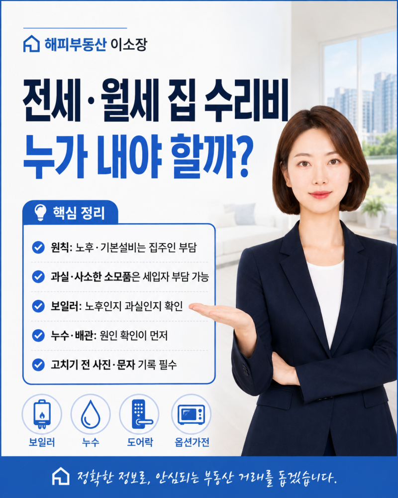 전세·월세 집 수리비, 집주인과 세입자 중 누가 내야 할까?