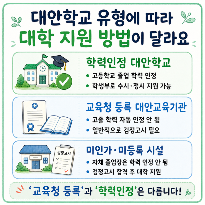 대안학교 졸업 후 대학 진학 가능할까? 검정고시·수시·정시 현실 정리