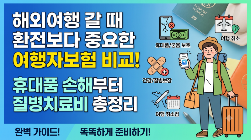 해외여행 갈 때 환전보다 중요한 여행자보험 비교! 휴대품 손해부터 질병치료비 총정리