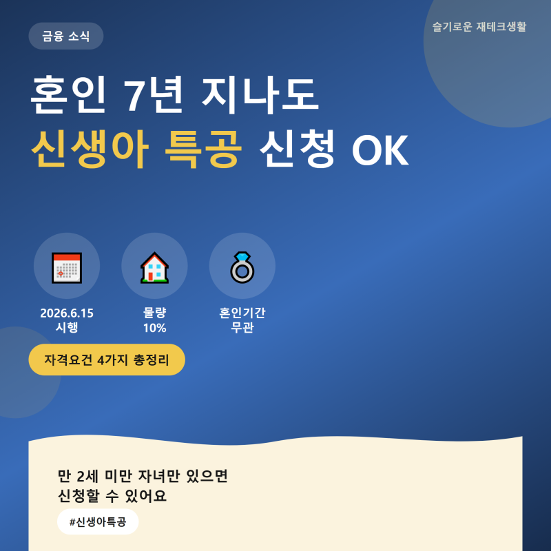 민영주택 신생아 특별공급 조건, 혼인 7년 지나도 신청 가능한 이유
