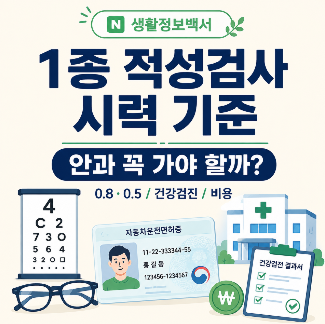 1종 적성검사 시력 기준｜안과 꼭 가야 할까? 건강검진·비용 정리