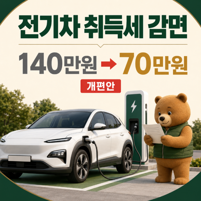 전기차 취득세 감면 140만원→70만원｜2027년에는 세금 얼마나 늘어날까?