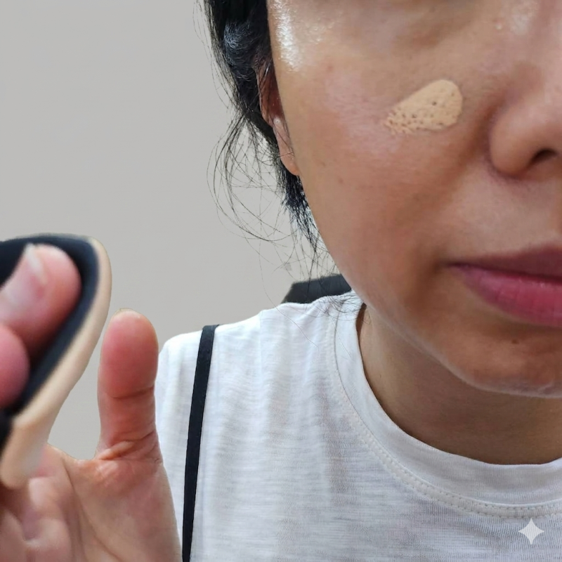 한가인 쿠션으로 유명한 '이지듀 기미 앰플 쿠션', 40대 중반 큐리가 털어보았다! 녹색 뱀파....