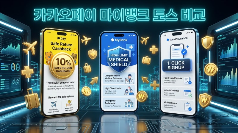 2026 해외여행자보험 3사 완벽 비교! 카카오페이 vs 마이뱅크 vs 토스 휴대품 도난·비행기 지연....