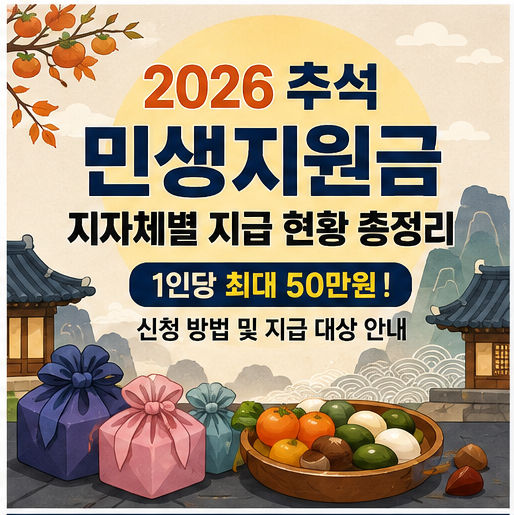 2026 추석 민생지원금 지자체별 지급 금액 및 신청 방법 총정리 (1인당 최대 50만원)
