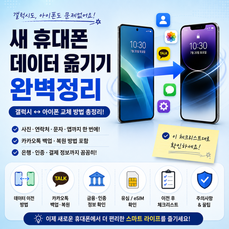 새 휴대폰 데이터 옮기기 완벽정리｜갤럭시·아이폰 교체 방법