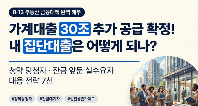 가계대출 30조 추가 공급 확정! 집단대출 별도 관리 완벽 정리 — 청약 당첨자·잔금 앞둔 실....