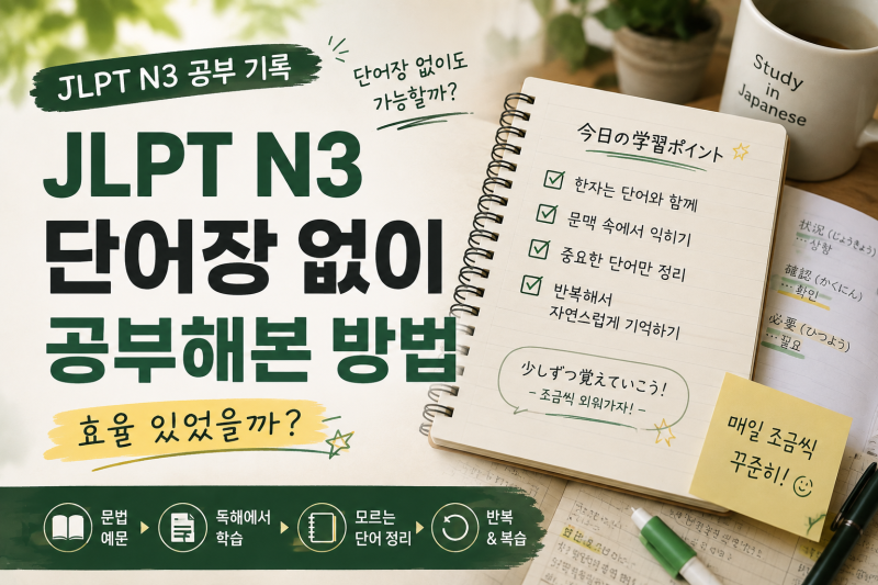 JLPT N3 단어장 없이 공부해본 방법｜억지로 외우지 말자!