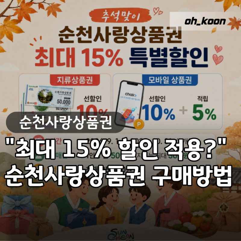 순천사랑상품권 "최대 15% 할인 진짜 적용될까?" 2026 구매방법과 가맹점