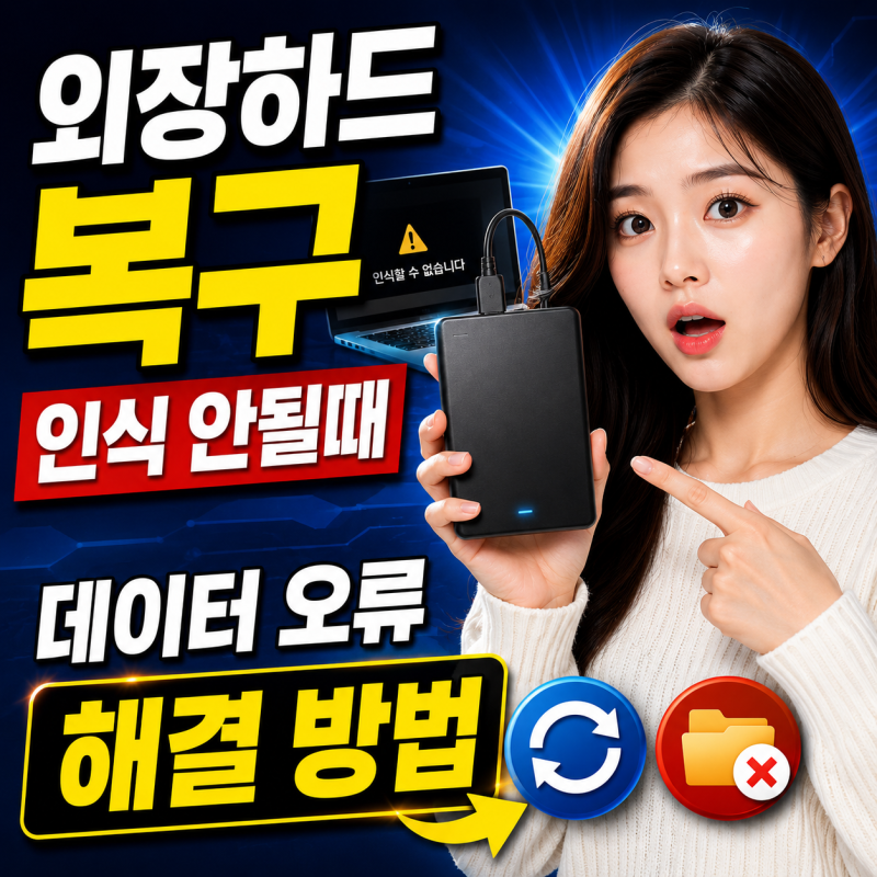 외장하드 복구 인식 안될때 데이터 오류 해결 방법