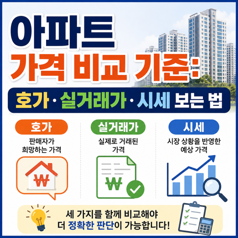 [부동산 상식]아파트 가격 비교 기준: 호가·실거래가·시세 보는 법 총정리