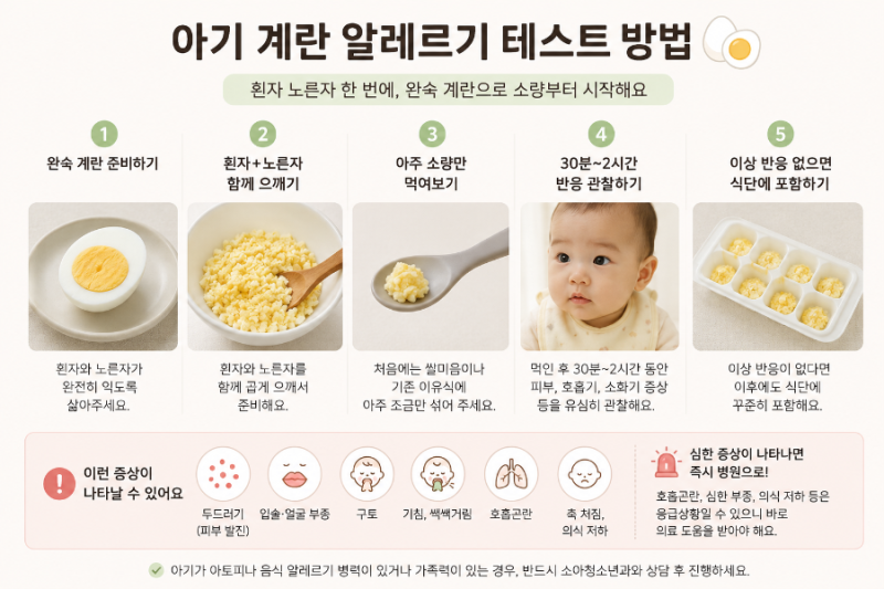 초기 이유식 계란 알레르기 테스트｜흰자 노른자 한번에 먹어본 6개월 아기 계란 이유식