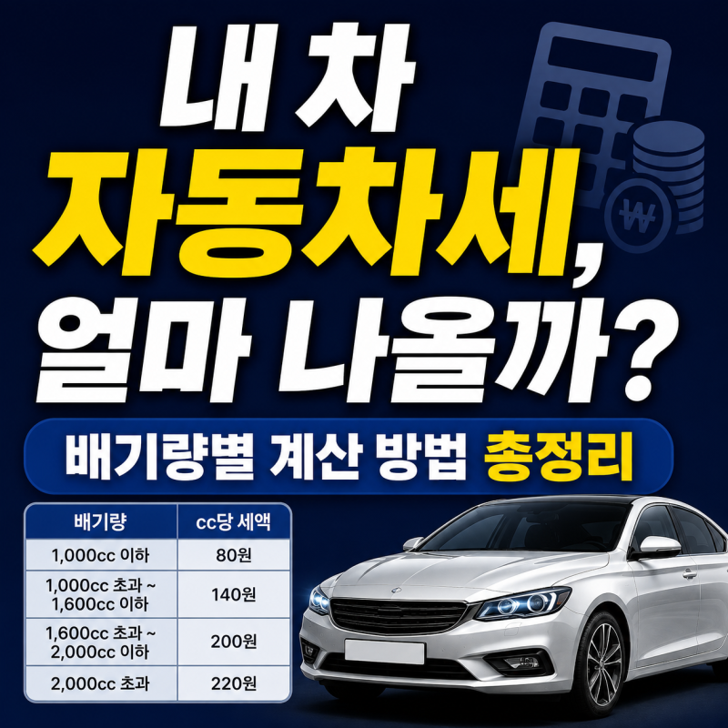 내 차 자동차세, 얼마 나올까? 배기량별 계산 방법 총정리