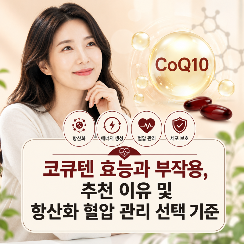 코큐텐 효능과 부작용, 추천 이유 및 항산화 혈압 관리 선택 기준