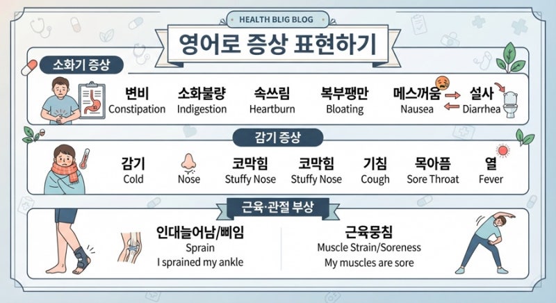 영어로 증상 표현하기 총정리 (통증·소화기·감기 편)