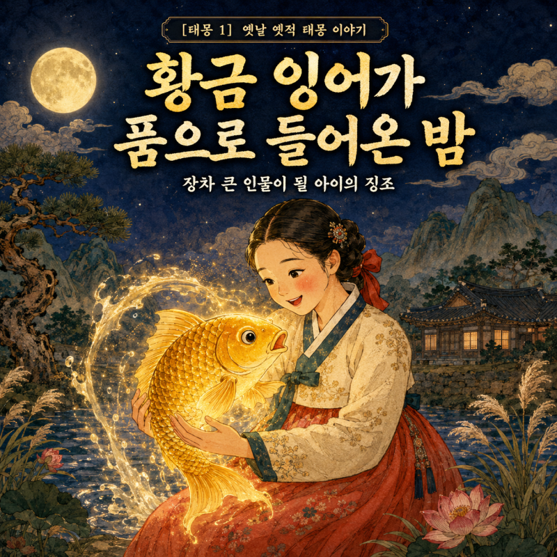 [태몽시리즈1] 황금 잉어가 품으로 들어온 밤, 장차 큰 인물이 될 아이의 징조[옛날 옛적 태몽....