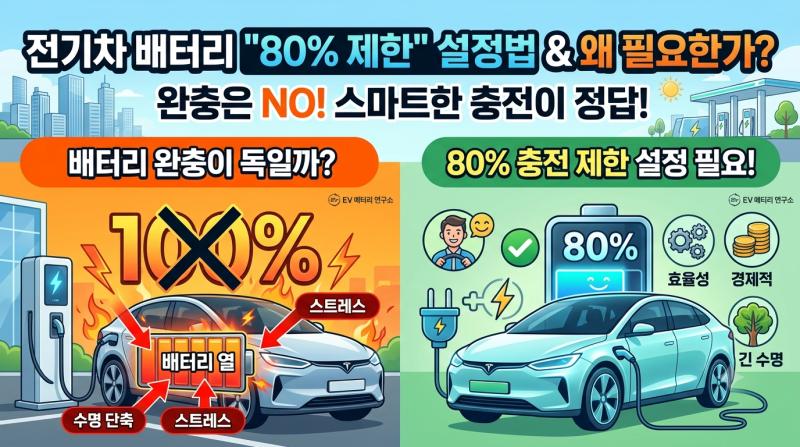 전기차 "배터리 완충이 독일까?" 80% 충전 제한 설정이 필요한 이유