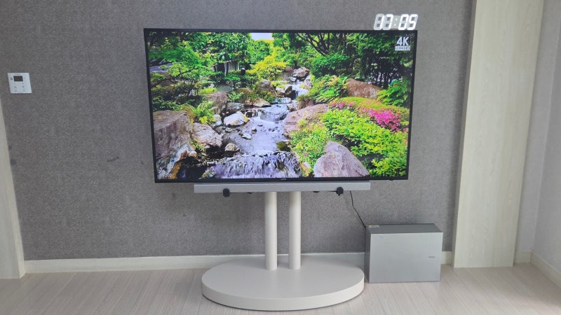 티비스탠드사운드바 설치, 이동식 대형 TV 거치대 빌티니 엘린듀얼