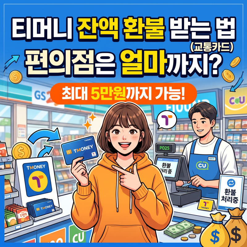 티머니 잔액 환불 받는 법 | 편의점은 얼마까지 되는지부터 (교통카드)