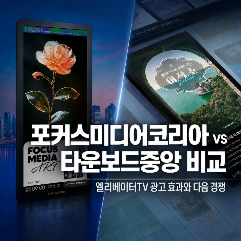 포커스미디어코리아 vs 타운보드중앙 비교, 엘리베이터 모니터 광고 효과와 다음 경쟁