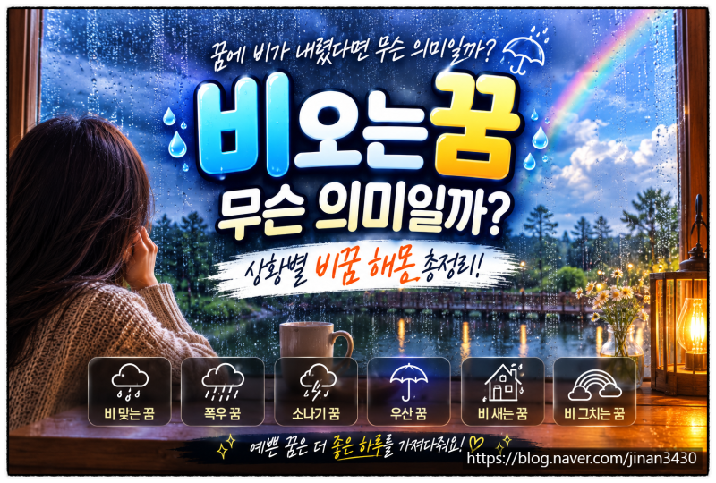 비오는 꿈 무슨 의미일까? 비 맞는 꿈부터 소나기까지 꿈해몽