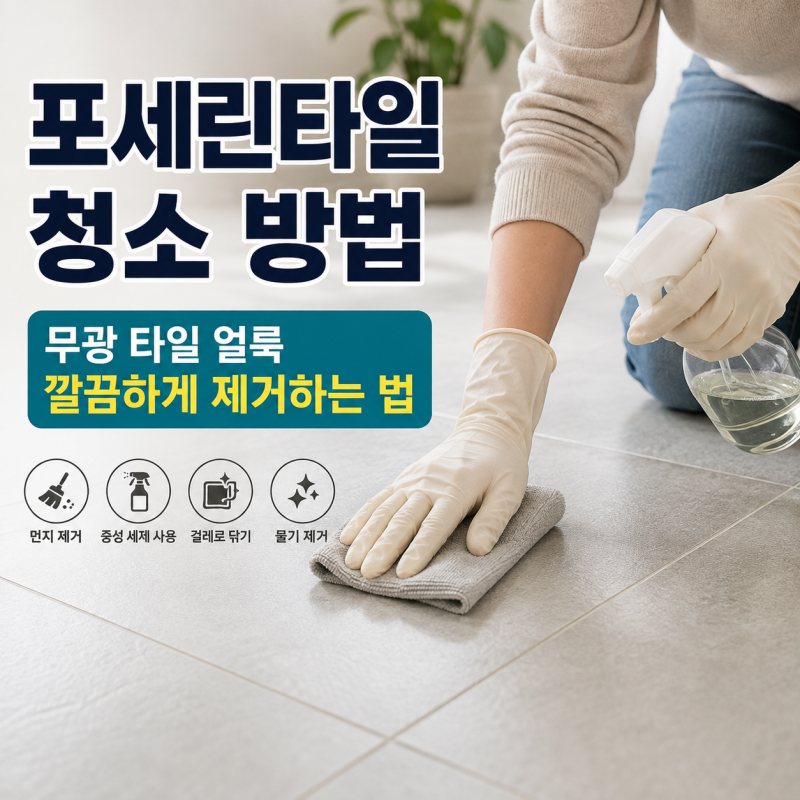 포세린타일 청소 방법, 무광 타일 얼룩 깔끔하게 제거하는 법