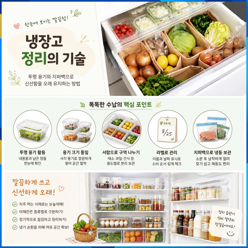 냉장실 냉동실 야채칸까지 깔끔해지는 냉장고 정리법