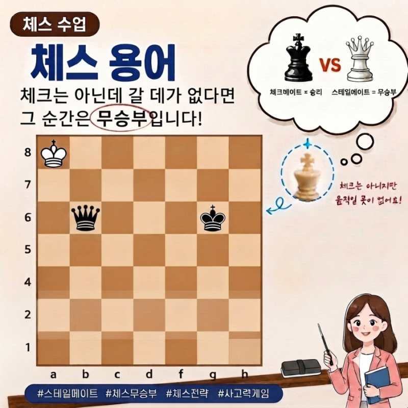 체스 용어 스테일메이트, 왜 무승부일까?