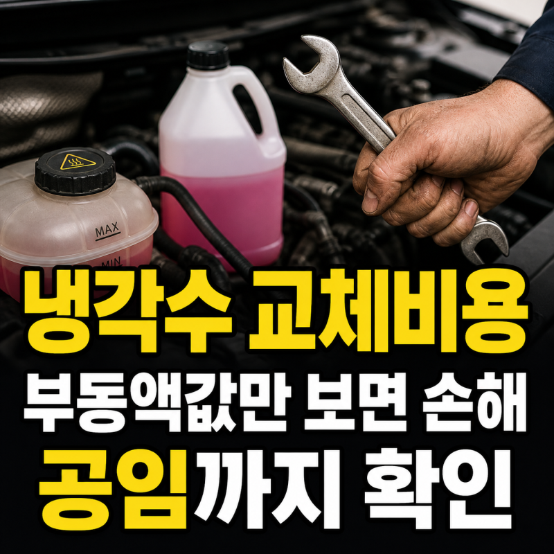 냉각수 교체비용은 부동액 값과 공임을 나눠 봐야 합니다
