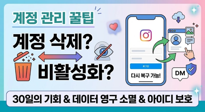 인스타그램 계정 삭제 및 탈퇴 방법 총정리 (모바일 앱 & PC 웹 링크 포함)
