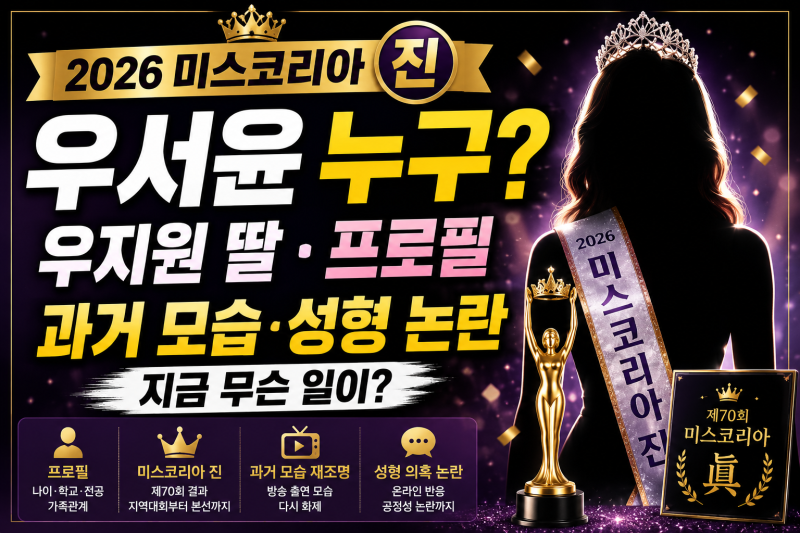 2026 미스코리아 진 우서윤 누구?｜우지원 딸·프로필·과거 모습·성형 논란 총정리