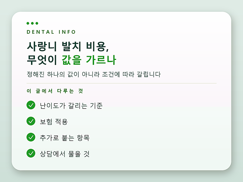 사랑니 발치 비용, 무엇이 값을 가르나