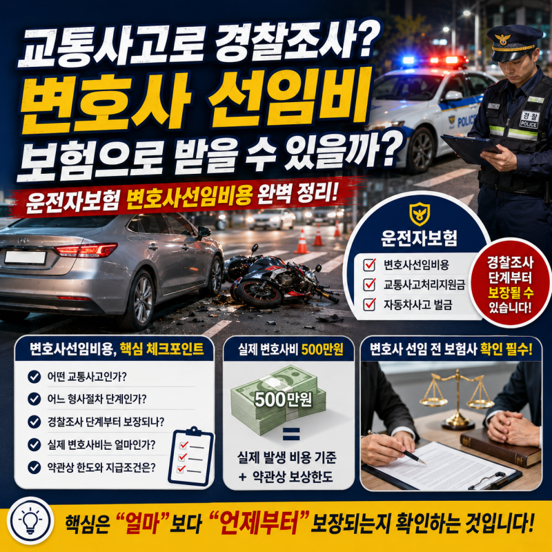 경찰조사 전에 변호사를 선임했는데… 운전자보험 변호사선임비용 받을 수 있을까?