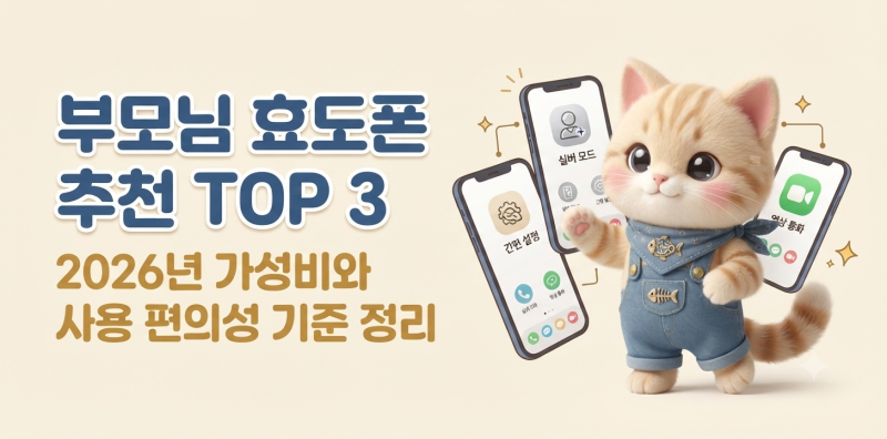 부모님 효도폰 추천 TOP 3: 2026년 가성비와 사용 편의성 기준 정리