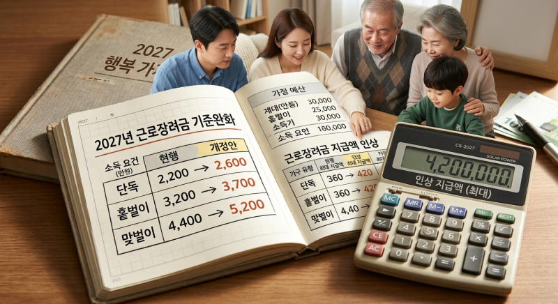 근로장려금 2027년 기준완화, 소득요건과 지급액 얼마나 바뀔까