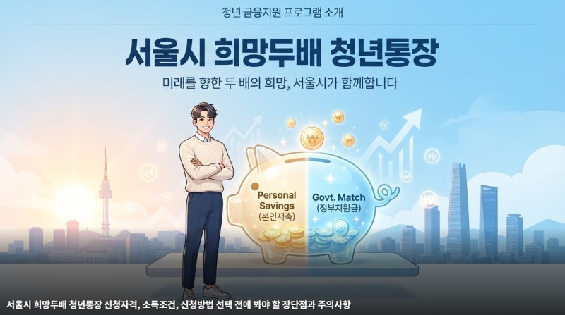 서울시 희망두배 청년통장 신청자격, 소득조건, 신청방법 선택 전에 봐야 할 장단점과 주의....