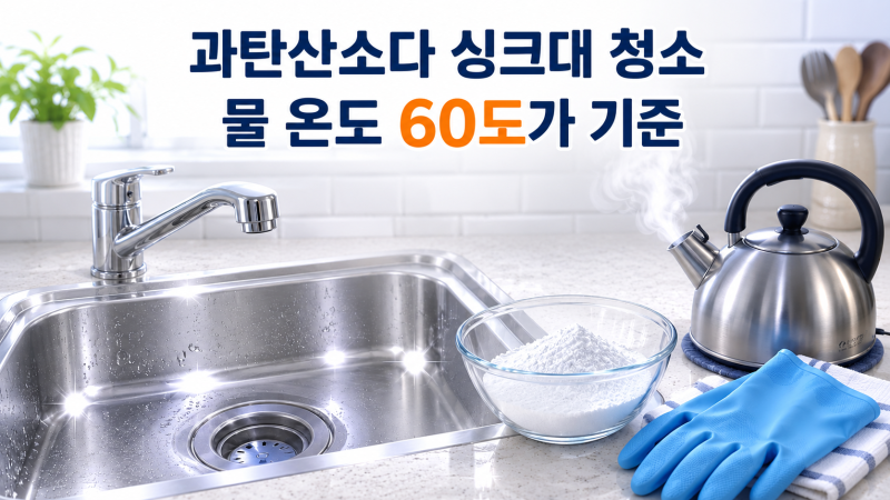 과탄산소다 싱크대 청소 물 온도 60도, 끓는 물 부으면 안 되는 이유