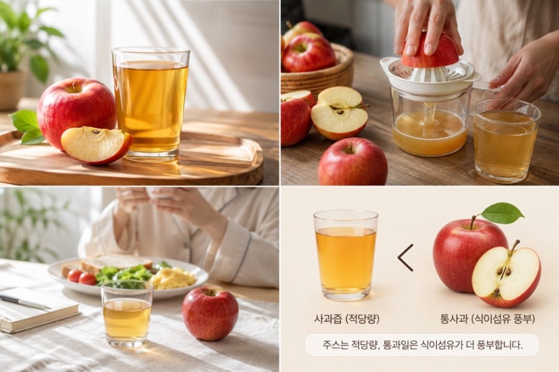 아침 공복 사과즙 효과는? 제대로 먹는 섭취법과 주의사항 총정리
