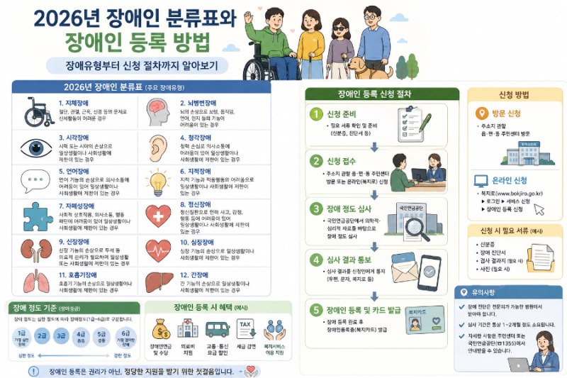 2026년 장애인 분류표와 장애인 등록 방법, 장애유형부터 신청 절차까지 알아보기