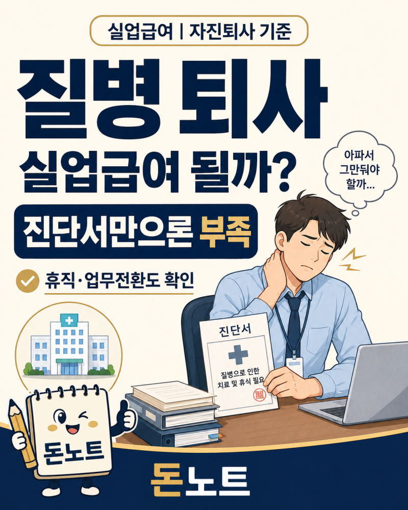 질병으로 자진퇴사하면 실업급여 받을 수 있을까? 진단서·휴직 기준 정리